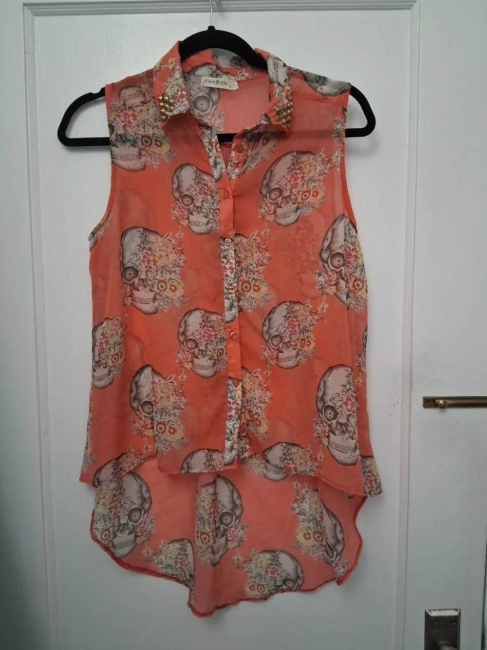 Glam Dollz Women's Floral Skull Blouse - Picture 1 of 6